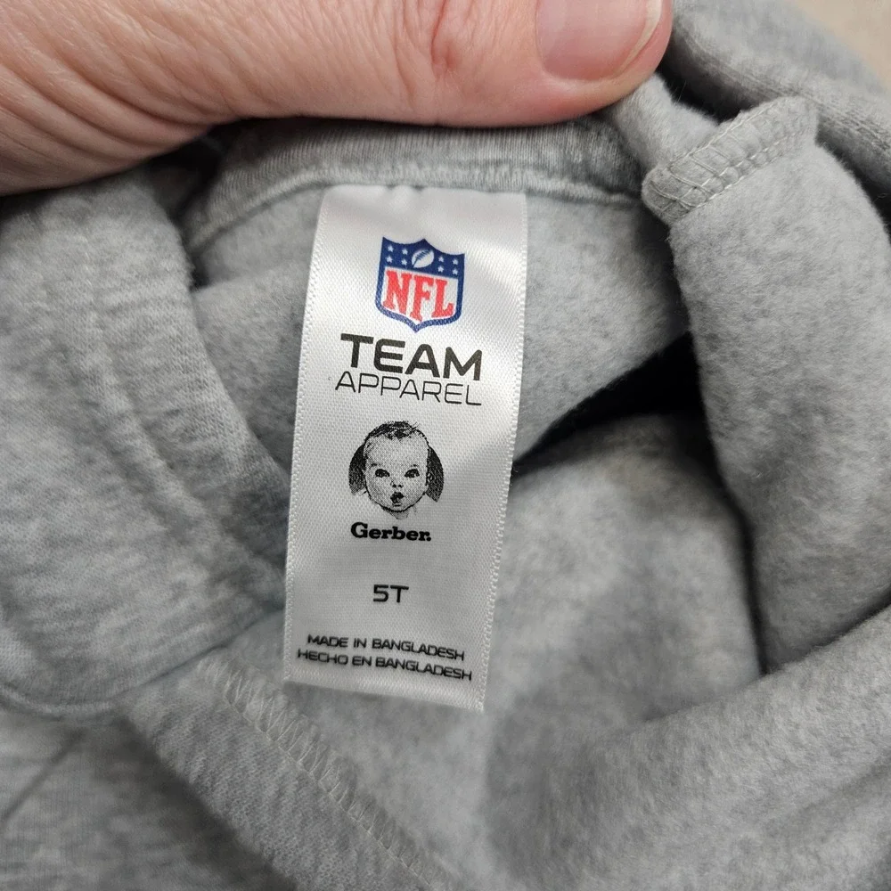 Gerber NFL Patriots Hoodie Kids 5T Gray Fleece Pullover Fan Gear Football Sports